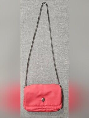 Alexander McQueen Coral Pink Crossbody with Silver Skull Detail